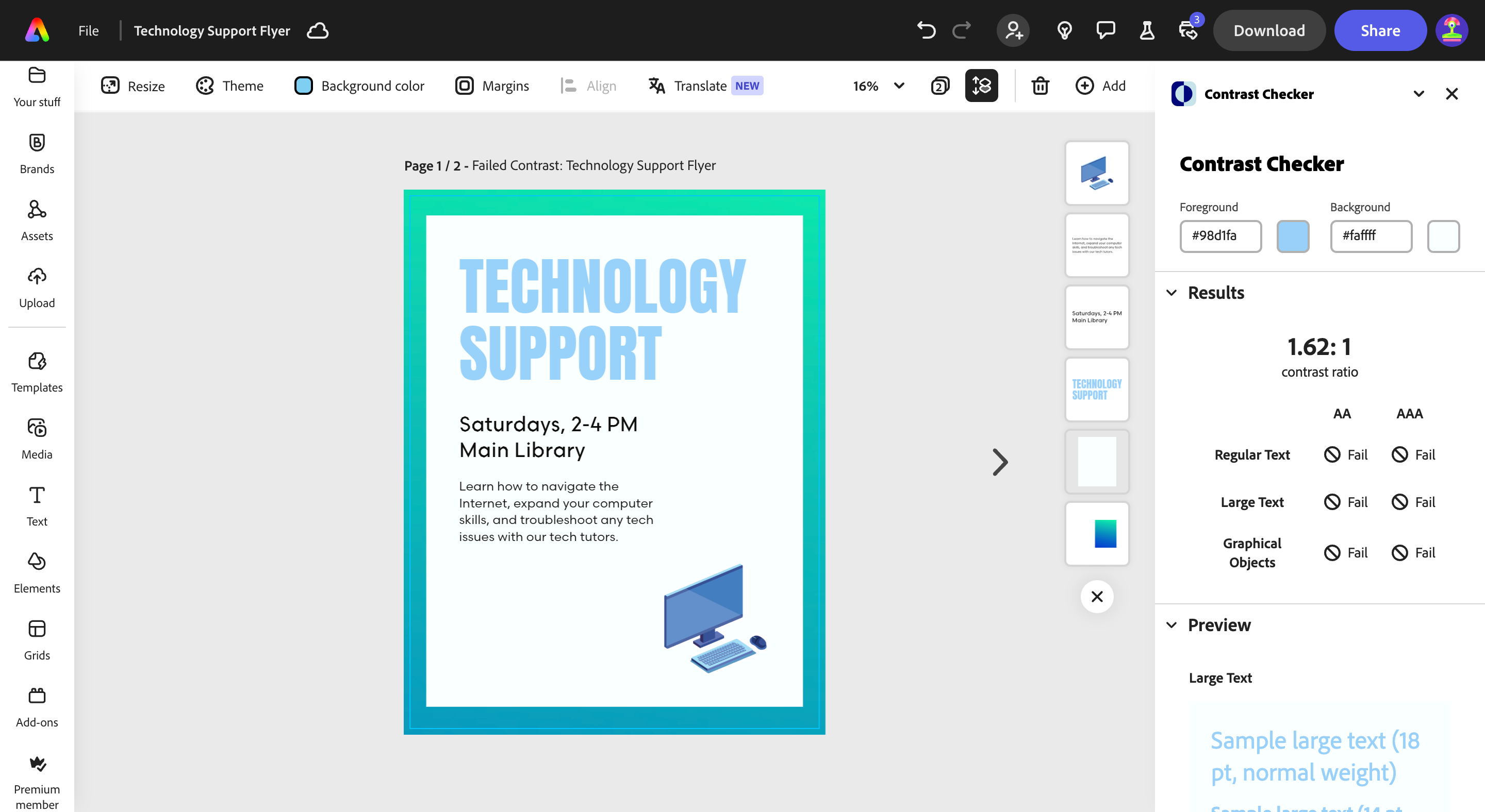 Failing color contrast check